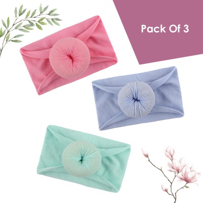 SYGA NewbornBaby Cotton Turban Wrap Headband(LightPurple,MediumPink,MintGreen)Packof3 Head Band(Multicolor)