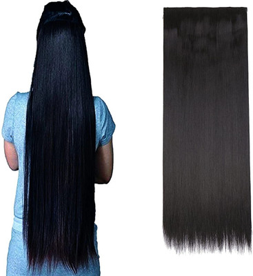 shiv sakti clip-in Synthetic Hair Extension Straight And Wigs Clip in Pack Of 1 Hair Accessory Set(Black)