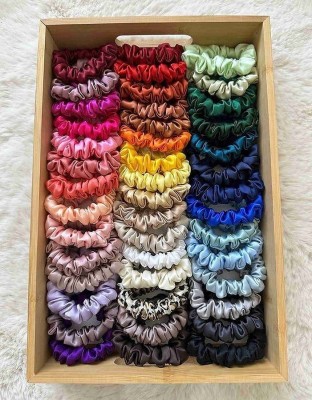 RimR Silk Satin Scrunchies (Skinny) Rubber Band(Multicolor)