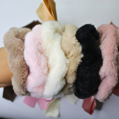OmniGen Store Premium Fur Hair Scrunchies – Pack of 6 Soft & Stretchy Hair Ties Rubber Band(Multicolor)
