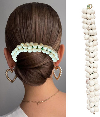 D-DIVINE Flower Gajra Bun Juda Maker Mogra Gajra Hair Accessories Pack of 2, White Hair Accessory Set(White)