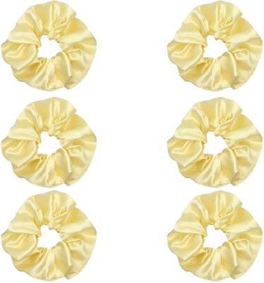 igi Premium Satin Silk Hair champagne Scrunchies for Women & Girls (Pack of 6) Rubber Band(Gold)