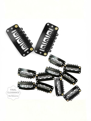 BBY2YNG 12pcs Hair Extension Clips For Women & Men Patch Clips Attached Snap Wig 3.4cm Hair Clip(Black)