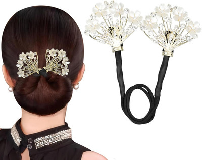 CHEFERYN ACCESSORIES-1PCS Rhinestone Flower Hair Clip Bun Clip(White)