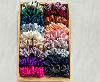 AALIYA INTERNATIONAL Classic Satin Silk Scrunchies For Women And Girls PACK Of 12 Rubber Band(Multicolor)