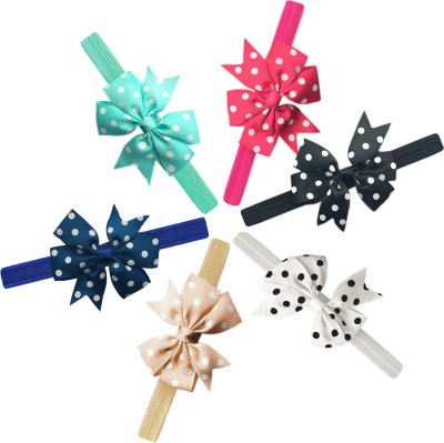 Bembika Grosgrain Ribbon Hair Bows Polka Dots Headbands Kids and Toddler (Set of 6) Hair Accessory Set(Multicolor)