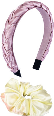 Munavi Elastic Rubber Hair Band hair combo(Pink, White)
