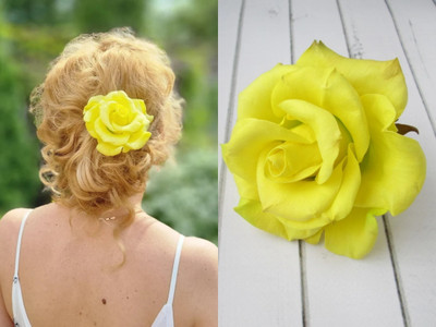PSYCHFLORE YELLOW ROSE PINS SET OF 2 PC-Y7 Hair Accessory Set(Yellow)