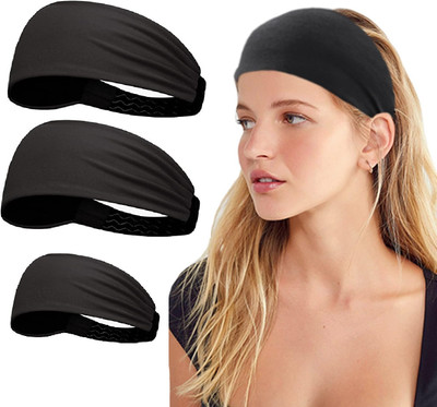plutoprom woman/Men's headband for spots type running yoga, tenish. Head Band(Black)