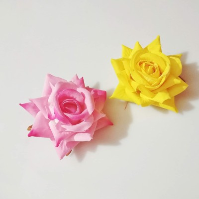 EASYOUNG Women's Artificial Flowers Hair Clips/Pins For Girls-2pcs (Pink Yellow) Hair Clip(Multicolor)