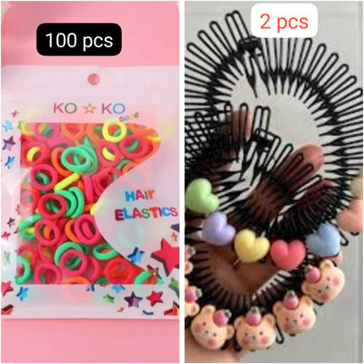 KVY COLLECTION Baby Girl Hair Accessories Combo 102 Pcs Baby Girl Set Hair Clip (Multicolor) Rubber Band(Multicolor)