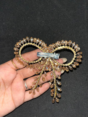 kerav Artificial golden ston clip hand maid hair accessorys Hair Accessory Set(Gold)