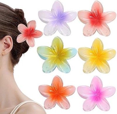 Rhosyn Flower Petal Floral Design Hair Styling Claw Clutcher Clips (Pack of 6) Hair Claw(Multicolor)