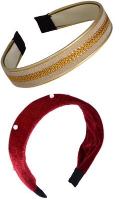 Munavi Elastic Rubber Hair Band hair combo(Beige, Red)