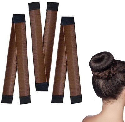 DELUXE HAIR Hair Bun Maker 3 Pieces French Twist Donut Bun Bands Quick Hair Bun Tool Bun Stick(Brown)