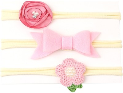 SYGA Baby Nylon Headband Bow Head Flower Set Of 3 Pcs(HairBand 3 - Color 3) Head Band(Multicolor)