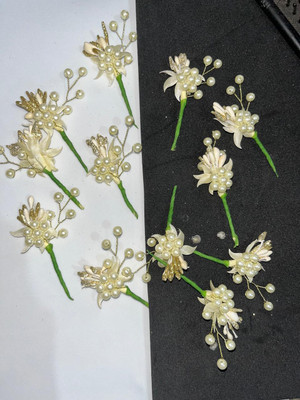 kerav white flower hair accessory 6 piece flower for hair Hair Accessory Set Hair Accessory Set(White)