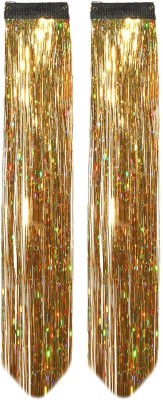 Blushia 2pc Glitter  Streak/ Extensions For Women (GOLD) Hair Extension