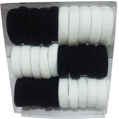 PARAM Rubber Hairbands (Black, White) Rubber Band(Black, White)