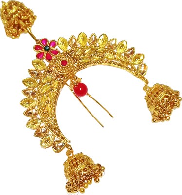 Shrungarika Aambada Juda Pin/ Hair Brooch with Jhumki Wedding Bridal Hair Accessories Bun Clip(Gold, Multicolor)