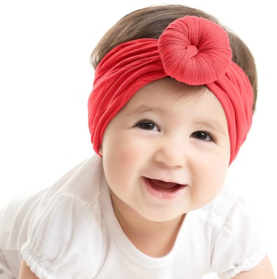 SYGA Baby Girls Cotton Turban Headbands Hair Accessories Kids 0-3 Years (Red) Head Band(Red)
