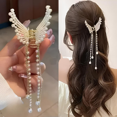 DLASSIE TRENDS Banana Hair Clips For Girls & Women Stylish Baby Clipper Latest Designer Clipon Set Fancy Design Jewellery Hairclips New Korean Traditional Style Small Flowers Alligator Clip Clutch Clutcher Ponytail Extension Holder Puff Making Bride Makeup Maker Golden Accessories Christmas Gift Box