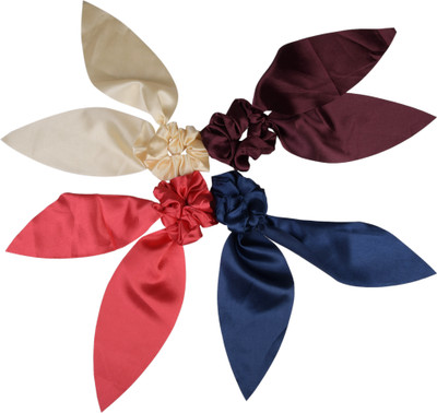 NNR SATIN SILK LEAF SHAPE SCARF SCRUNCHIES Rubber Band(Multicolor)