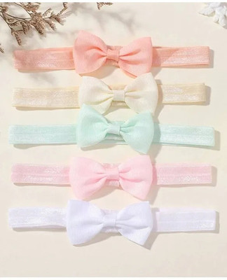 EvoNest 5-Piece Bow Applique Headbands Set - Multicolor | Trendy & Comfy | 6-12M Hair Band(Multicolor)