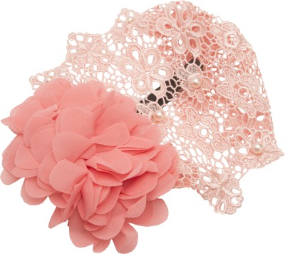 AkinosKIDS Embroided big flower princess NewBorn BabyGirl Soft Head Band(Pink)