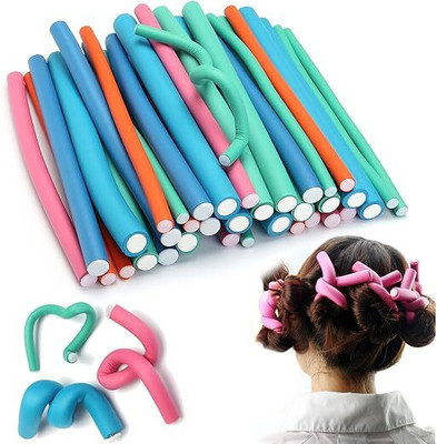 DELUXE Salon Heatless Flexible Hair Rollers Curlers 10-Unit Soft Foam Hair Accessory Set(Multicolor)