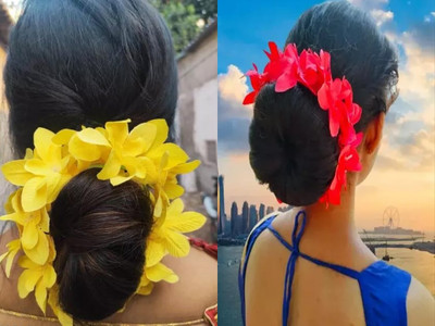 PSYCHFLORE YELLOW ORCHID WITH RED ORCHID SET OF 2 PC Hair Accessory Set(Multicolor)