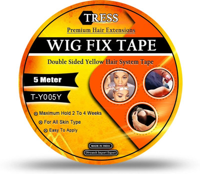TRESS Premium 5m Red Tape Transparent and Double Sided Tape, Waterproof Patch Tape Hair Accessory Set(Yellow)