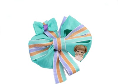 kamule Deliciated Doll Patched Detailed Bow Clip Pack of 1 - Green, Multicolour Hair Clip(Green)