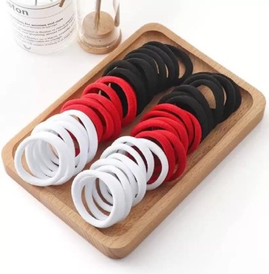 AthShri Trendz WOMEN RED WHITE BLACK HAIR RUBBER BANDS Rubber Band(Black, Red, White)