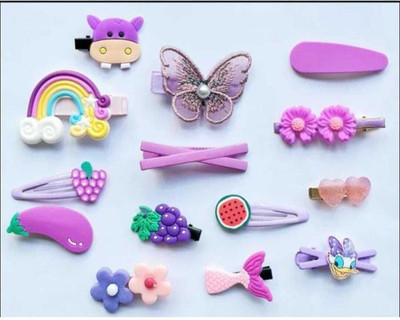 house of common Baby Purple colour Hair Clips Pack of 14 Hair Clip Hair Clip(Purple)