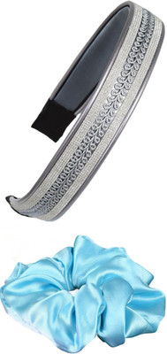 Munavi Elastic Rubber Hair Band hair combo(Grey, Blue)