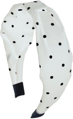 fabula White Polka Dots Print Knotted Fashion Stylish Latest Hair Band(White)