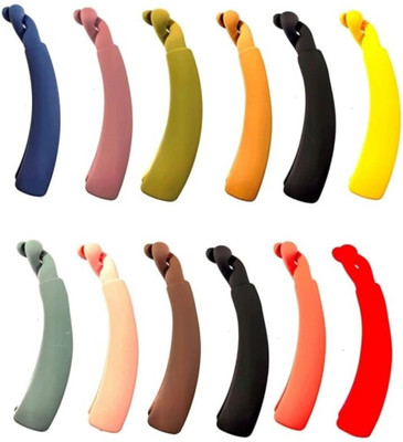 MEHAK CREATION Banana clips Thick Curved Matte Multi-color, medium size Pack of 12 Banana Clip Hair Pin(Multicolor)