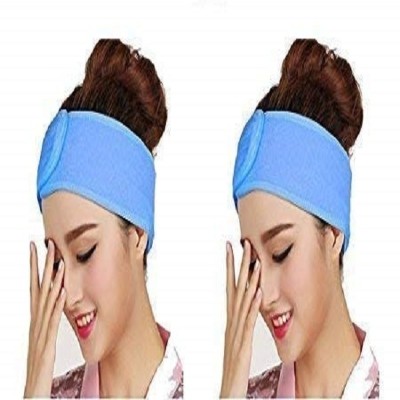 DEXO Polycotton Facial Head Band Set of 2 Pcs Women & Men Makeup Accessories Head Band(Blue)