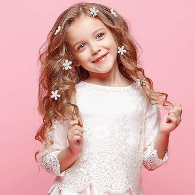 Jiyancreation 10pcs Mini Pearl Claw Clip,Daisy Flower, Sweet Artificial Bangs Clips Decorative Ghungroo Bells(10 Pieces, 25.8 inch)