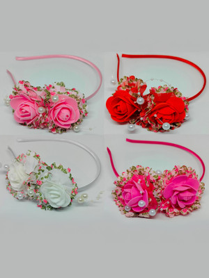 Golden Lion Artificial flower hair band for kids girl, girl women. multicolor 04 pcs Hair Band(Multicolor)