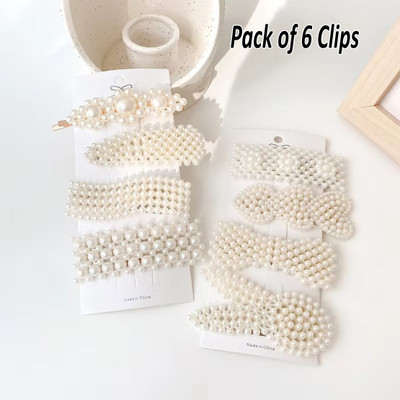 FINXFAIMA Fancy Korean Hair Clip Combo for Girls & Women (Pack of 6) Hair Clip(White)