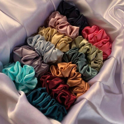 house of common MEHAK CREATION Satin & Silk Scrunchies Hair Bands Elastic Set of 12 pcs Hair Band(Multicolor)