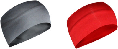 PAROPKAR Tie Headband Sports Elastic Tie Sweatband Wicking Tie Hair Wrap Head Band(Grey, Red)