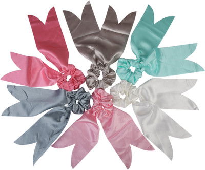 NNR SATIN SILK TULIP SHAPE SCARF SCRUNCHIES Rubber Band(Multicolor)