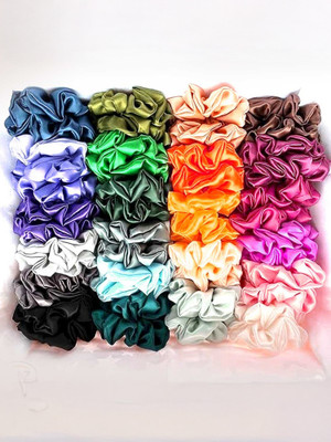 SWASUM Silk Satin Scrunchies (Hair Band) for Women, Girls and Kid 24 Pcs Rubber Band(Multicolor)