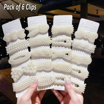 FINXFAIMA Fancy Korean Hair Clip Combo for Girls & Women (Pack of 6) Hair Clip(White)