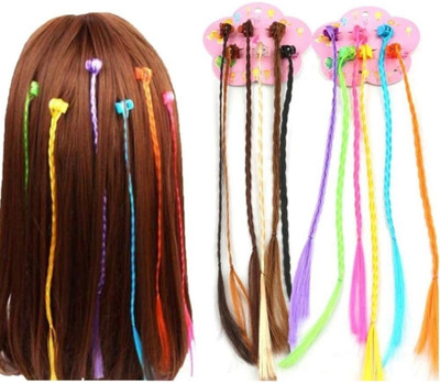 yellowpumpkin Colored/Highlight Hair Extension with Pins in Straight Piece (Set Of 6) Hair Accessory Set(Multicolor)