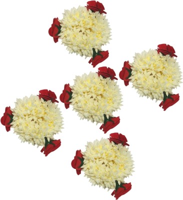 MICLAC Gajra With Rose For Women Wedding 5PCS Hair Accessory Set(White)