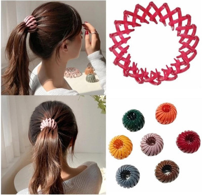 manohar enterprise plastic bun maker clips/ ponytail holder Bird Nest shapped for women Pack of 6 ) Hair Clip(Multicolor)
